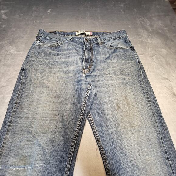 Levis 559 Jeans Mens 38x32 Blue Relaxed Straight Leg Distressed Denim Pants - Picture 2 of 10